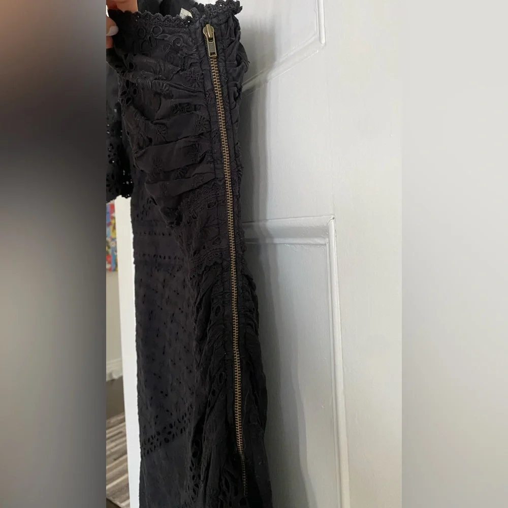 Ulla Johnson One-Shoulder Black Eyelet Lace Dress - Size 2 - Picture 6 of 16